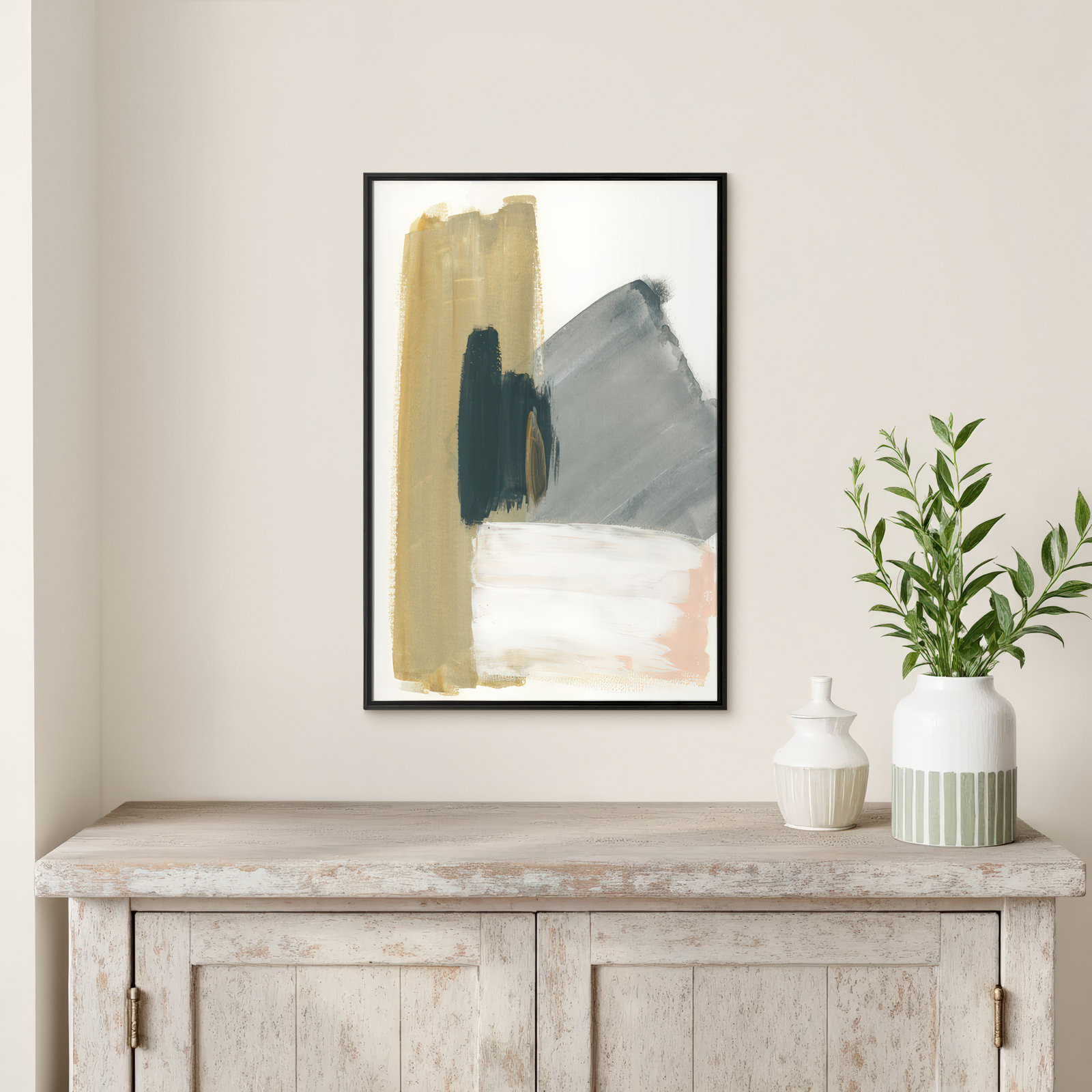 Herma "Marble Block Symmetry II" Print, 37.5" H x 25.5" W x 2" D, Espresso Framed