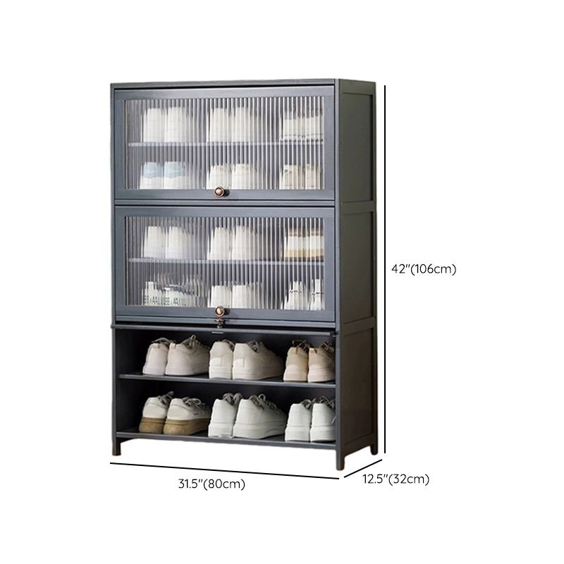 Range-chaussures à portes rabattables à 7 niveaux - Range-chaussures grande capacité avec portes translucides anti-poussière