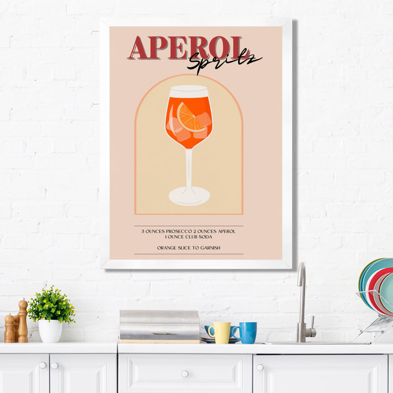 Citrine Aperol Spirz Italian Cocktail - Décoration murale cocktails, Toile encadrée blanche avec une seule photo