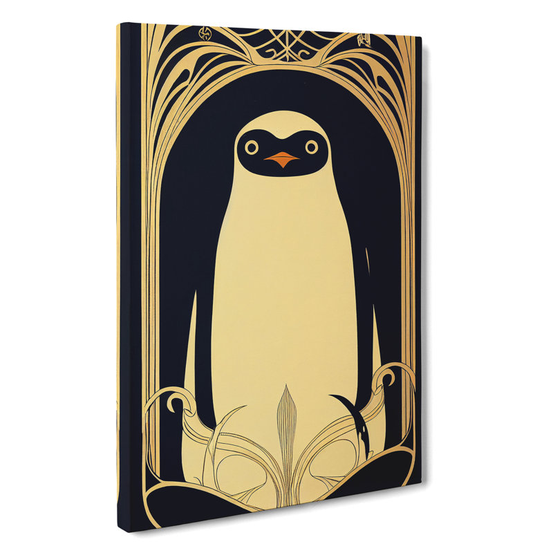 Art Deco Penguin - Wrapped Canvas Print, 50cm H x 35cm W x 3cm D, Wrapped Canvas