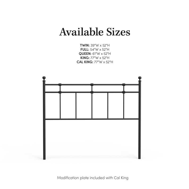 Tête de lit en acier, Noir mat, Très grand californien