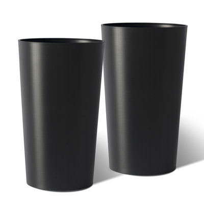 Durable Black Polypropylene Planters, Modern Tall Design For Home And Garden