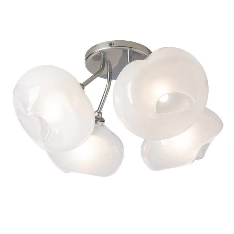 Ume Frosted Glass 4-Light Semi Flush Mount, Sterling
