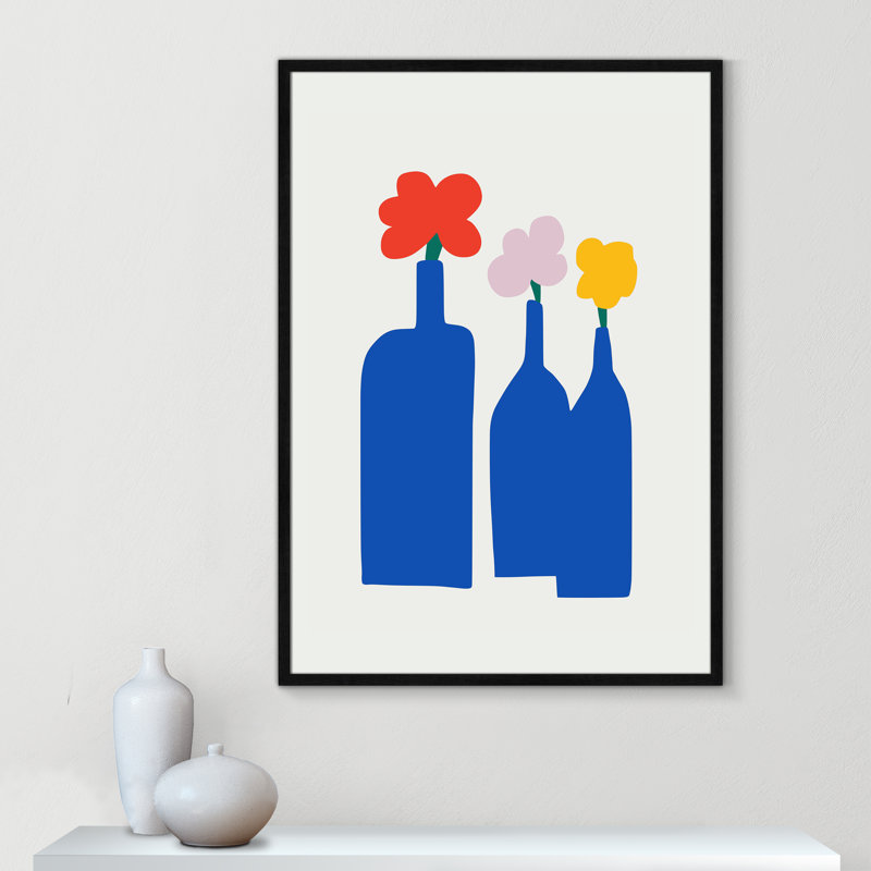 «Bold Blooms Trio Print» par Dean, L 29,5 po x H 41,5 po, Impression encadrée, Grain de bois noir