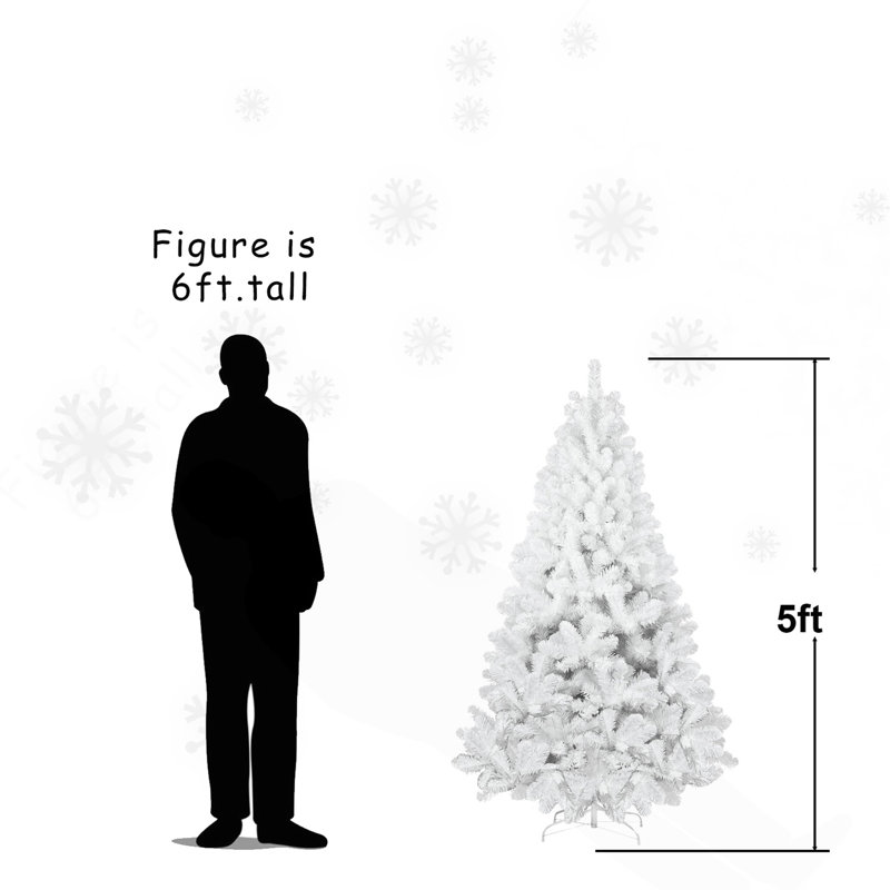 Arbre de Noël blanc de 5 pi avec fil mémoire, arbre en PVC artificiel à charnière à 498 pointes, arbre de Noël de Noël facile à assembler pour la décoration intérieure (ornements non inclus)