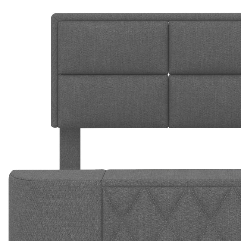 Lit plateforme avec rangement Ashdon, Gris
