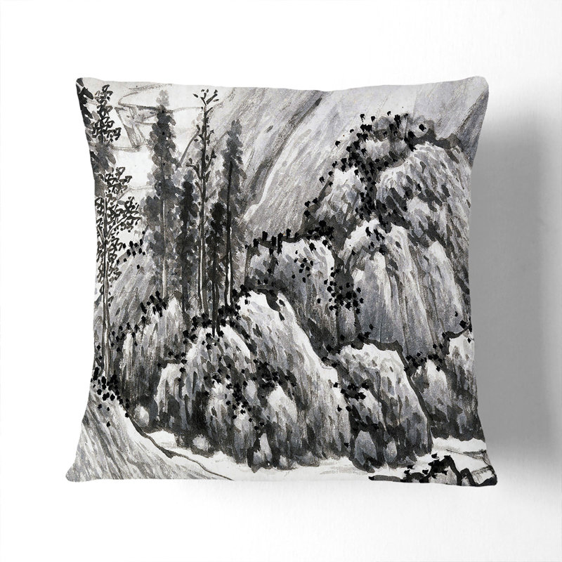 Floral Square Cushion, Black, 55cm H x 55cm W x 20cm D