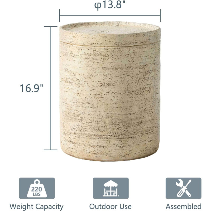 Table d'appoint d'extérieur 2 pièces, ensemble de 2 tables de bout Mgo pour patio, table d'appoint légère avec plateau, support pour plante ronde