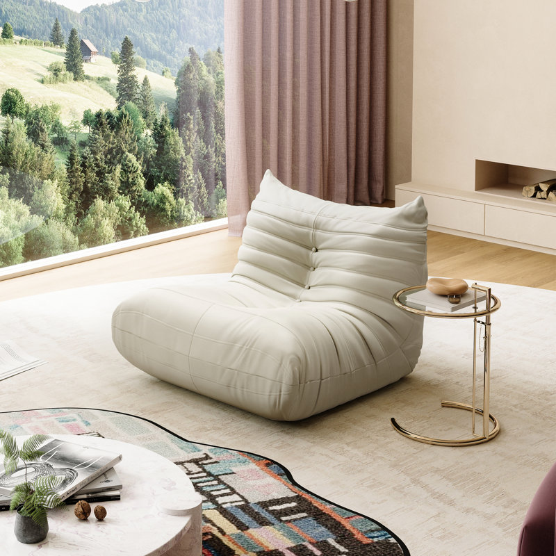 Canapé d'appoint en faux cuir Boneless Lazy, Beige