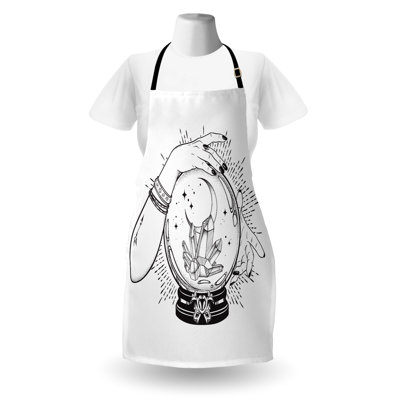 East Urban Home Alchemy Apron Unisex Fortune Teller Adult Size Charcoal Grey White