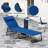 Folding Outdoor Chaise Lounge Chair Tanning Chair With 5-Level Adjustable Back, Side Table, Pillow, Pocket, Dark Blue-589893250-589893251