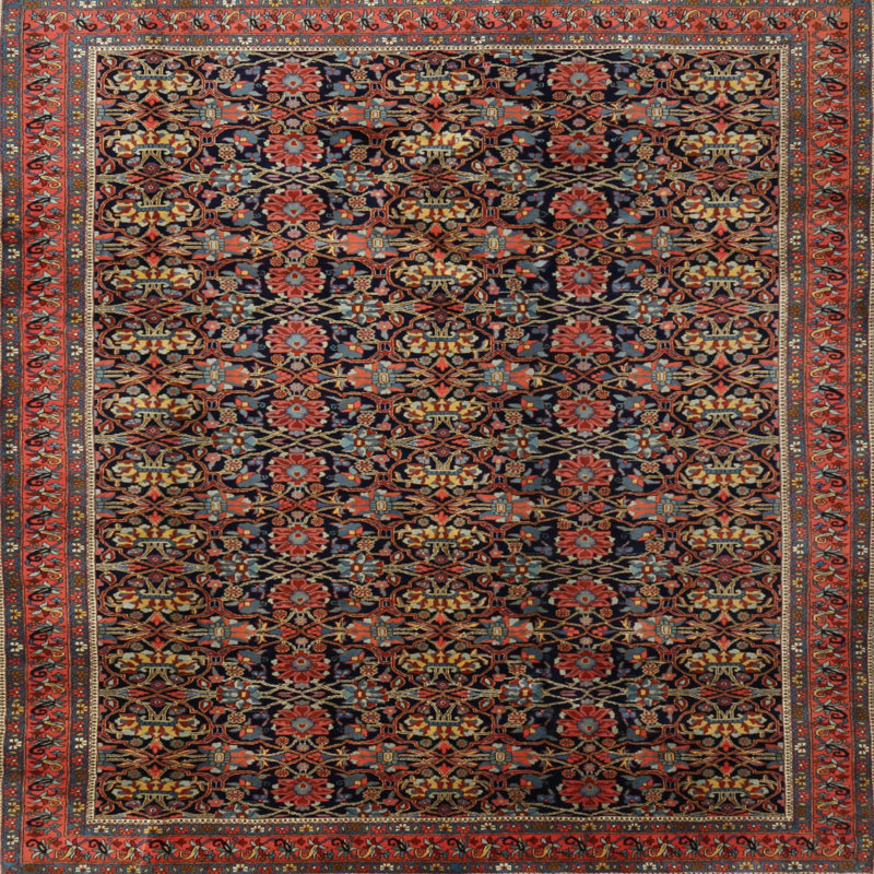 Tapis de style oriental rouge, Rond 6 pi