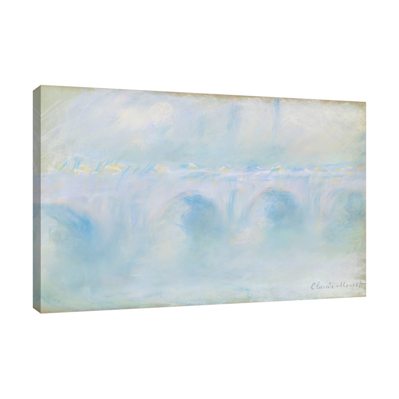 «Waterloo Bridge, Sunlight Effect» par Claude Monet - reproduction d'art sur toile tendue, H 12 po x l 18 po x P 1,5 po