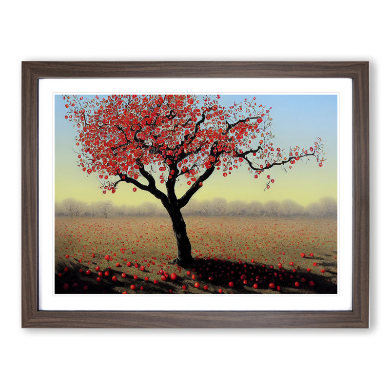 Enigmatic Apple Tree - Single Picture Frame Print, 34cm H x 46cm W x 2cm D, Walnut Framed
