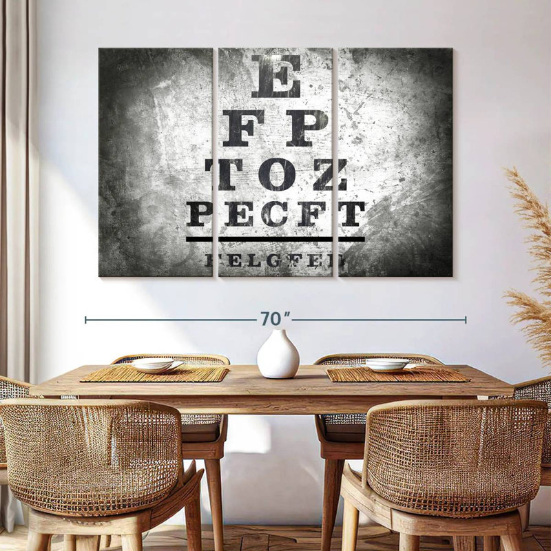 Optometry " Optometry Test " by NoirFontistry 3 - Pieces, 65" H x 42" W x 1.25" D