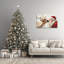 Décoration de Noël père Noël sur toile, décorations murales père Noël et wapiti, art mural de Noël père Noël-1345827007