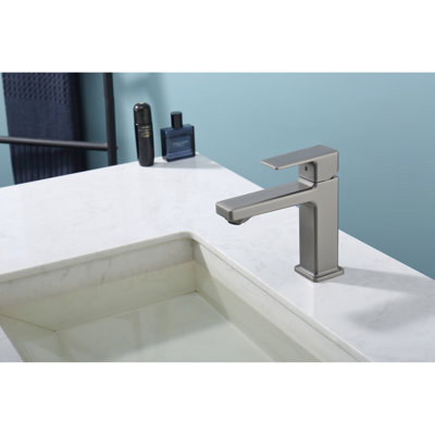 Robinet gris pour lavabo de salle de bain, débit 1,5 / GPM, zinc, poignée de rouille fixée au comptoir contre la corrosion