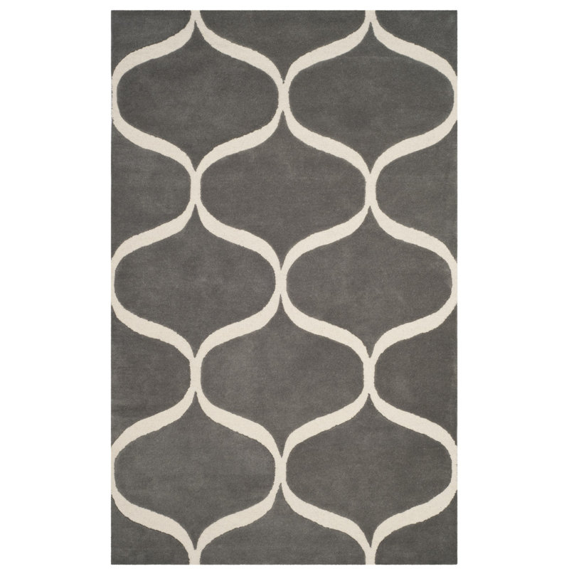 Cannen Hand Tufted Wool Geometric Rug, Rectangle 4' x 6'