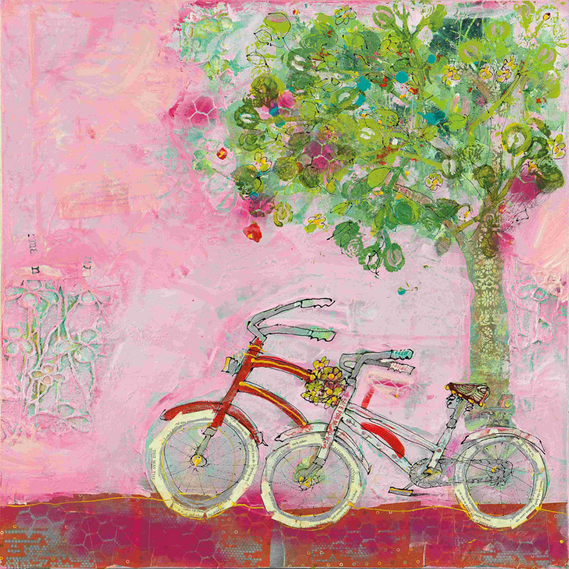 Bicyclettes roses - impression sur toile tendue, H 36 po x l 36 po