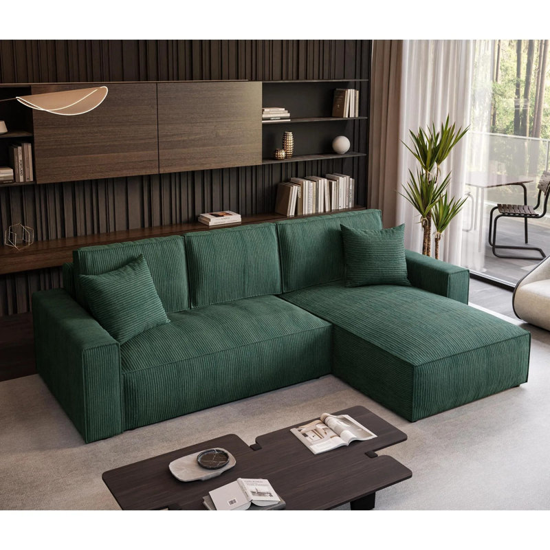 Damionna 4 Seater Sofa Bed, Right Hand Facing, Green