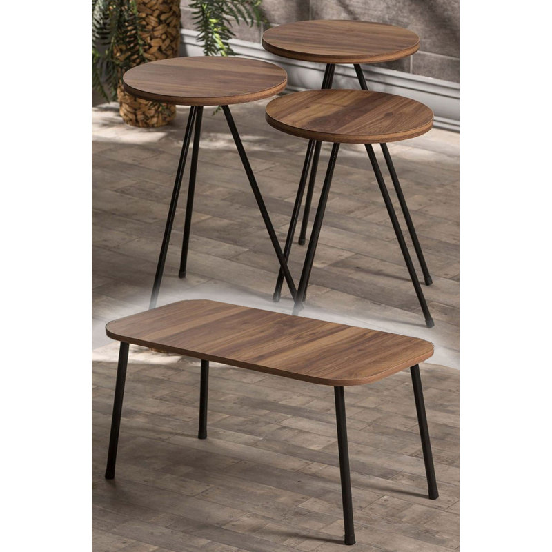 Natalie Living Room Table Set, Walnut