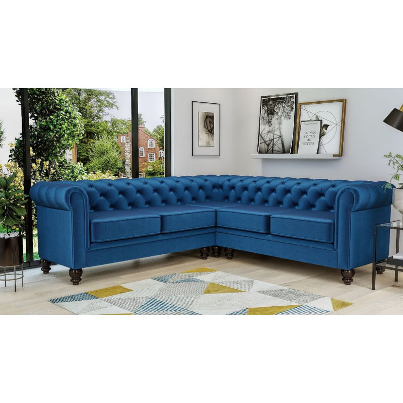 Veazey 213Cm Corner Sofa, Blue