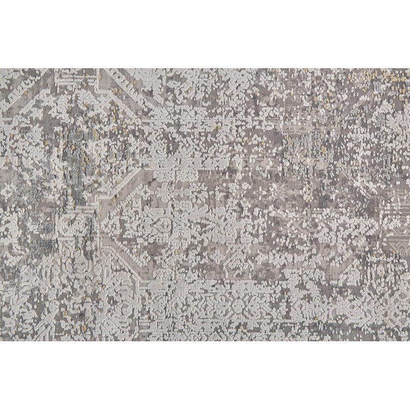 Tapis ivoire / acrylique tissé à la machine à motif abstrait Whitten, Rectangle 2 pi 2 po x 3 pi 2 po