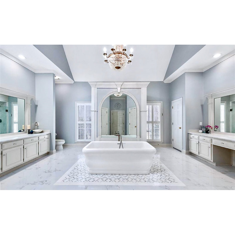 Michelangelo 70'' L Freestanding Soaking Bathtub, Satin Nickel