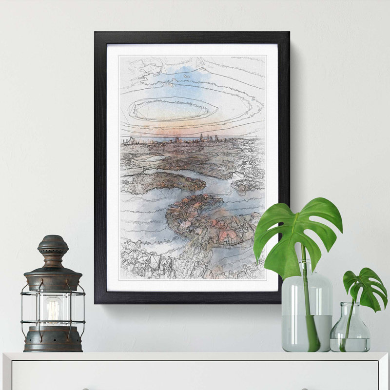 Australia's Gold Coast in Abstract - Picture Frame Graphic Art Print, 36cm H x 27cm W x 2cm D, Black Framed