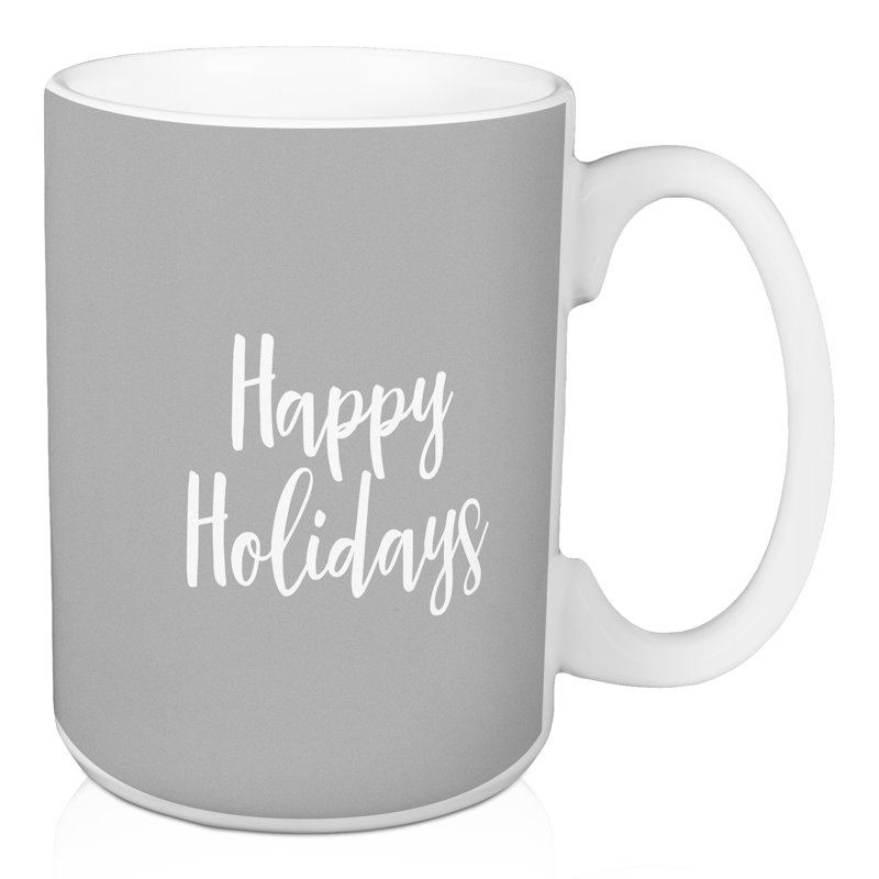 Grande tasse à café joyeuse fêtes Hansel, Gris