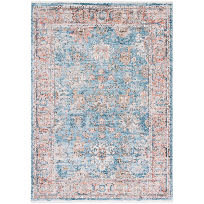 Tapis oriental bleu / rouge, Rectangle 2 pi 6 po x 4 pi