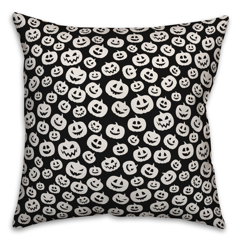  Housse de coussin Pumpkin, 18 po x 18 po, Noir, Polyester/ Bourre en polyester