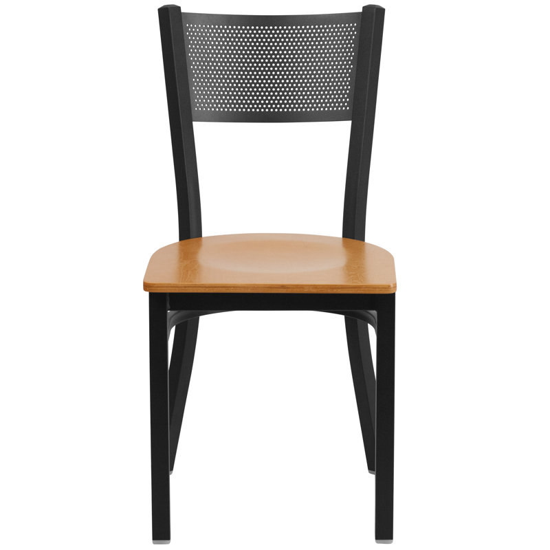 Victoria Grid Back Metal Restaurant Chair, Natural