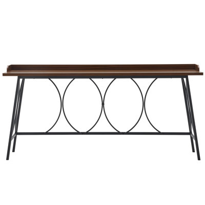 Bar Table 82.28in Brown Bar Table And Chair Set 3Cm Hollow Board + Iron Arc Shape by 17 Stories