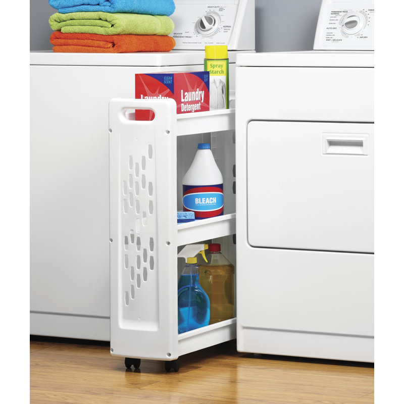White Slim 3-Tier Rolling Storage Cart with Wheels