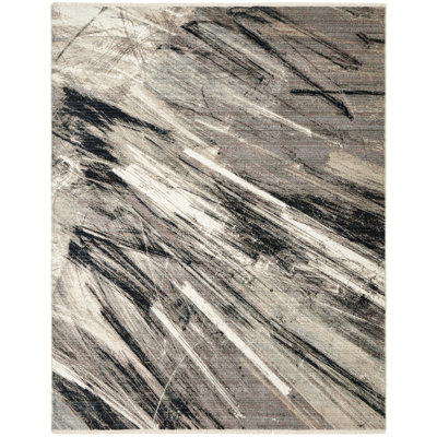 Likens Abstract Area Rug in Gray/White