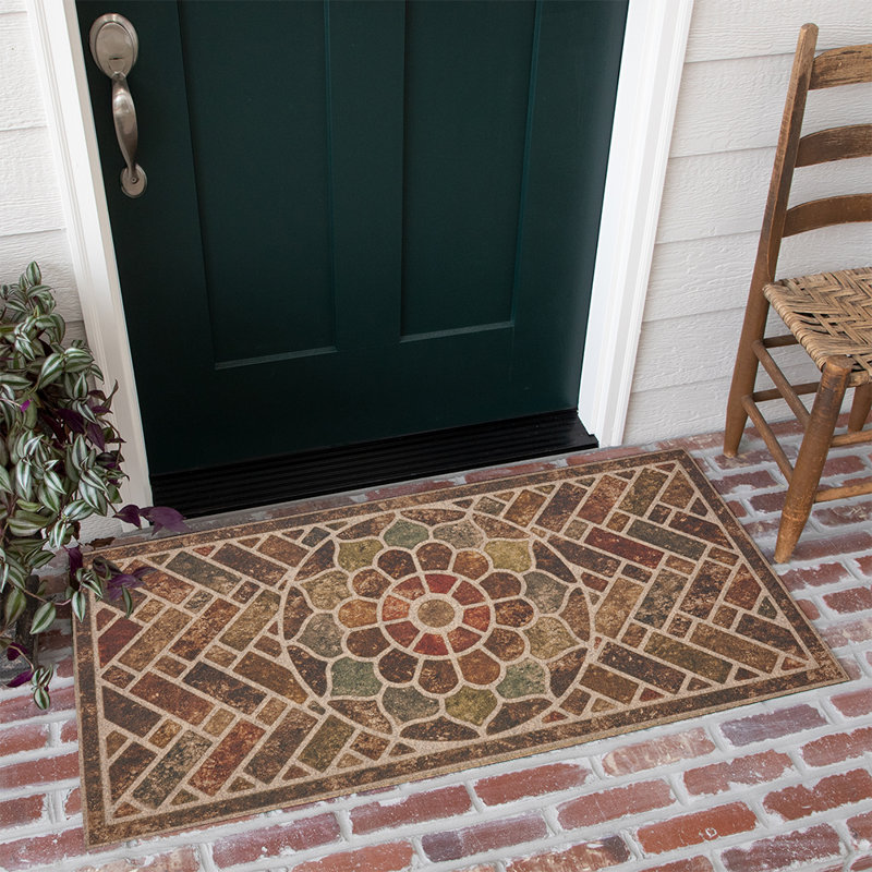 Kesha 48" L Rectangular Recycled Rubber Door Mat , Chestnut Brick
