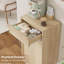 Meuble de rangement basculant de style ferme pour panier à linge - Rangement simple en bois avec tiroir et panier - Organisateur dissimulé pour linge ou poubelle - Utilisation salle de bain et cuisine - Couleur bois naturel, meuble simple