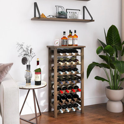 Floor Wine Bottle Rack Brown