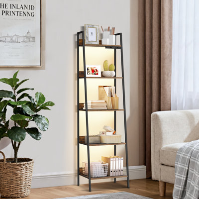 5-Tier Trapezoidal Bookshelf with Lighting and Touch Slider Control by Ivy Bronx