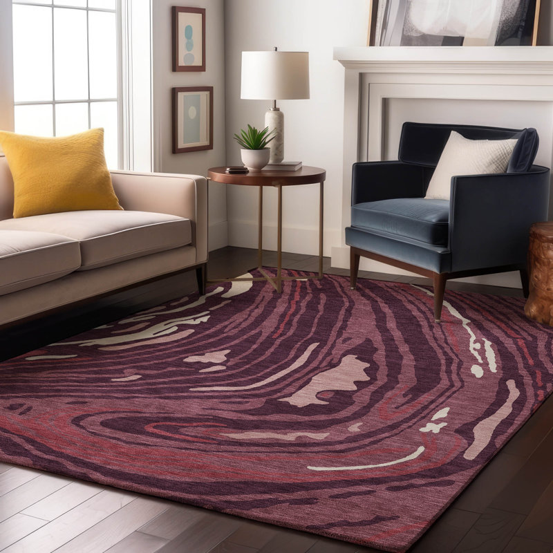 Premium Machine Washable Cossette AMF1051 Swirls Rug, Rectangle 5 pi x 7 pi 6 po
