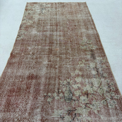 52x100.4 Inch Brown Wool Patchwork Rug, Traditional Area Rug