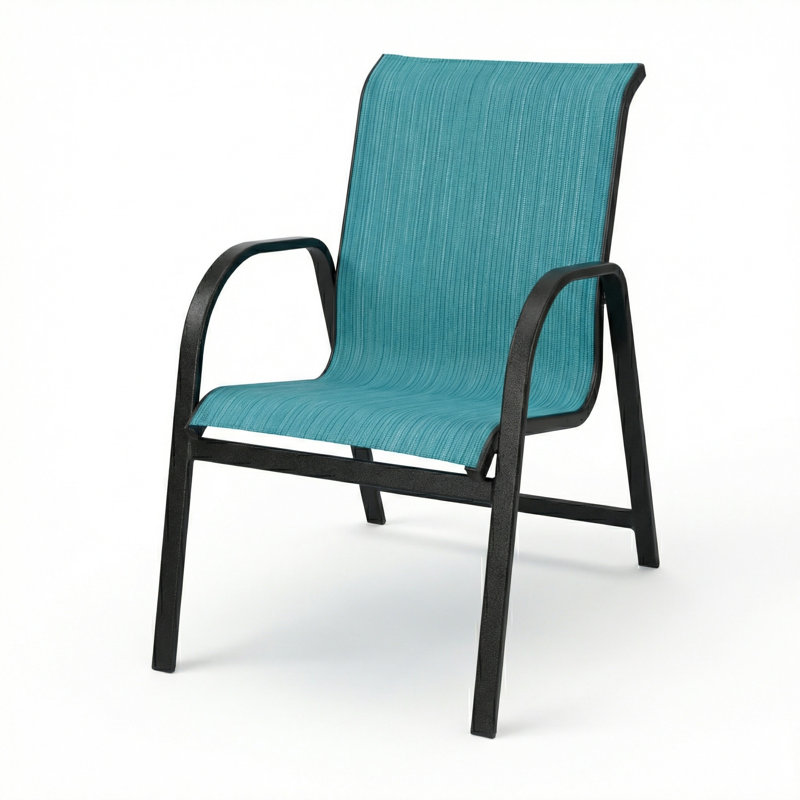 Windward Outdoor Ocean Breeze Arm Chair, Dupioni Lagoon Sling/Matte Black