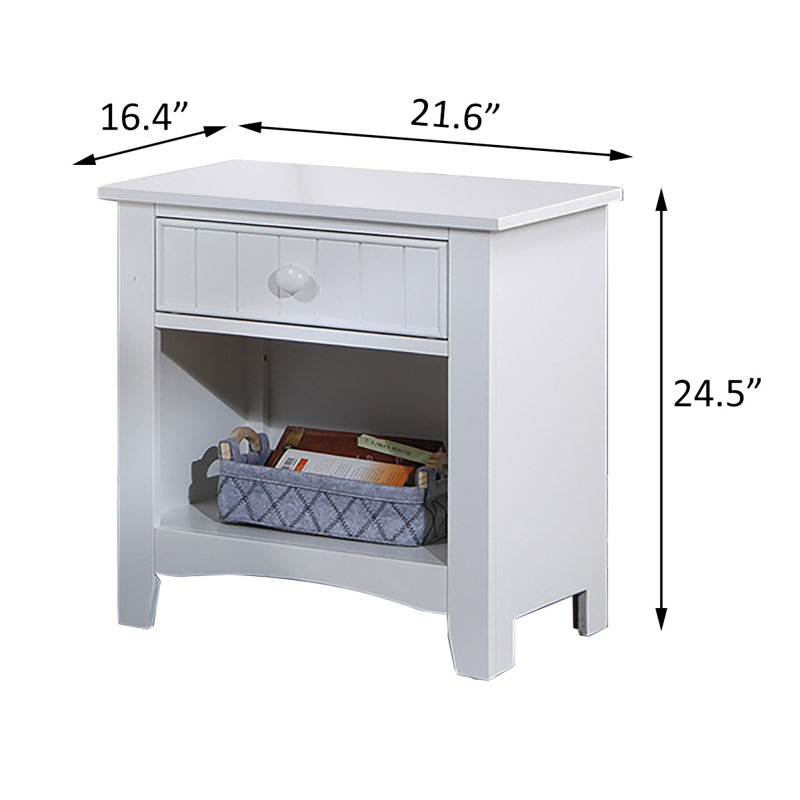 Table de chevet 1 tiroir avec tablette inférieure blanche
