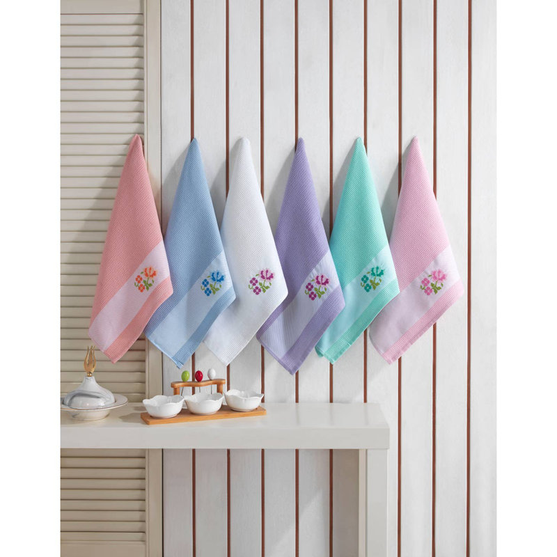 Kafthan Solid - Turkish Cotton Multicolor Soft Cleaning Waffle Weave Kitchen Towels Set - 18”