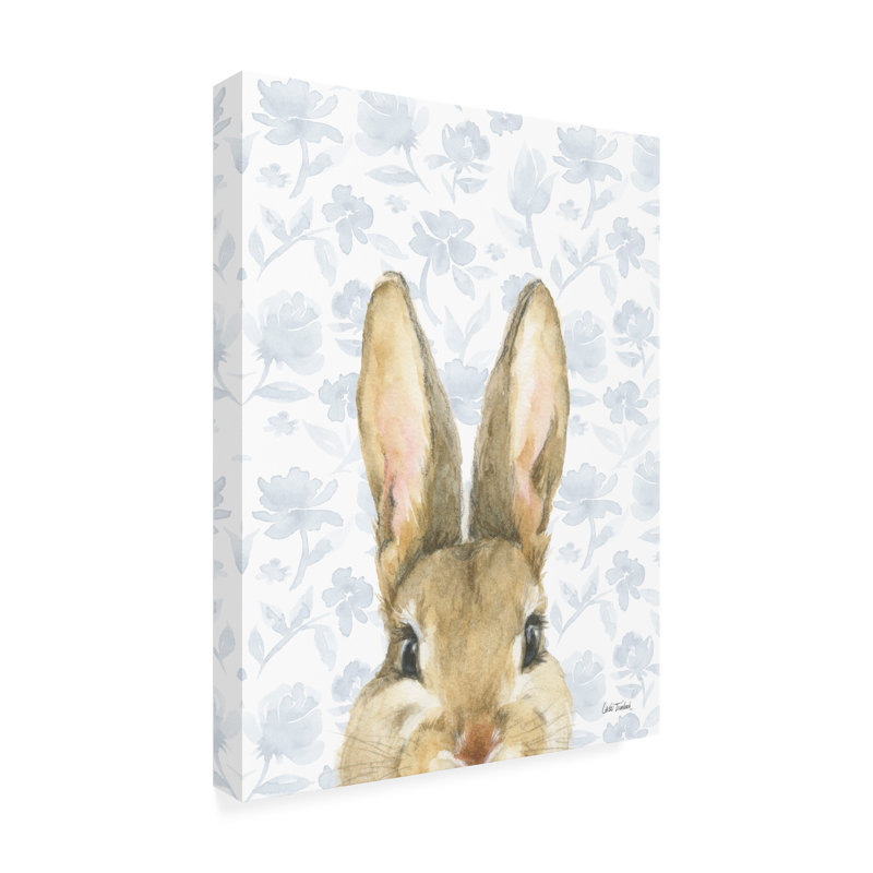  «Leslie Trimbach Garden Bunnies VI», art mural sur toile bleue, H 32 po x l 24 po