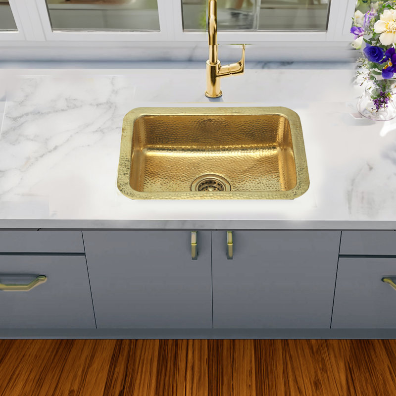 20" Dual Mount Single Basin Kitchen Sink, Brass