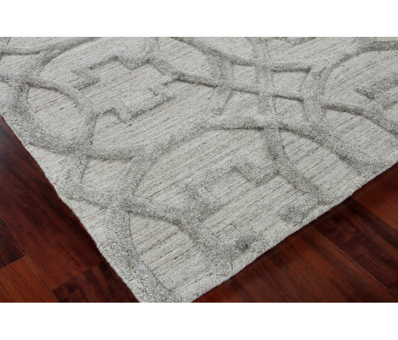 Windsor Geometric Area Rug in Light Silver, Rectangle 6' x 9'