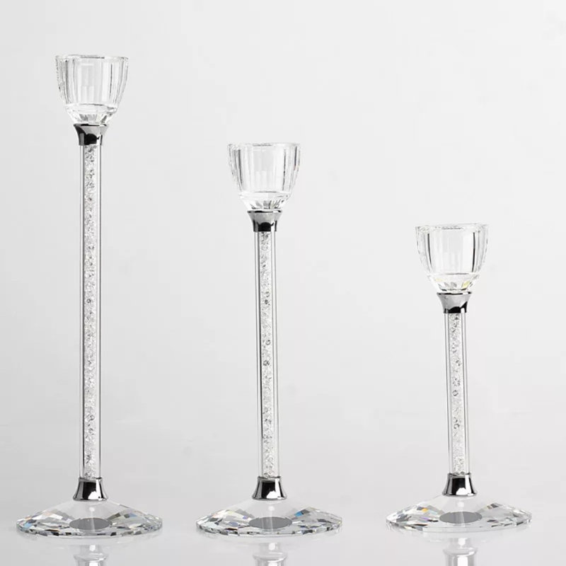 Crystal 3 Piece Crystal Tabletop Candlestick Set