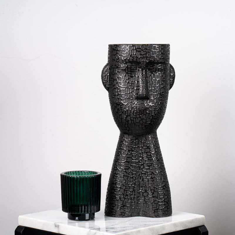Brijet Ceramic Table Vase, Black, 32.5cm H x 14cm W x 12cm D